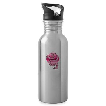 Wurm Sonnenuntergang - Trinkflasche mit integriertem Trinkhalm - Lightsilver - Rechts
