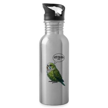 Perroquet Oiseau Perroquet vert - Gourde avec paille intégrée - argent clair - Droite