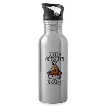 Fried Chicken Chicken Wings Chicken Gift - Water bottle with straw - silver - Right