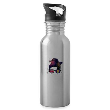 Turks and Caicos Islands - Water bottle with straw - silver - Right