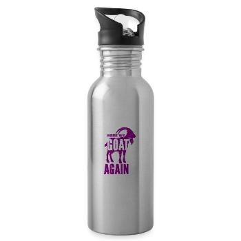 Ziege - Bock - Geiß - Bauernhof - Zoo - Urlaub - Trinkflasche mit integriertem Trinkhalm - Lightsilver - Rechts