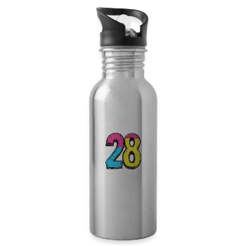 Bande dessinée à 28 chiffres - Gourde avec paille intégrée - argent clair - Droite