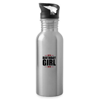 Birthday Girl Saying - Water bottle with straw - silver - Right