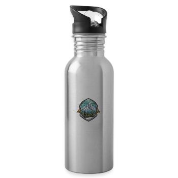 Alps Ski Mountains - Water bottle with straw - silver - Right