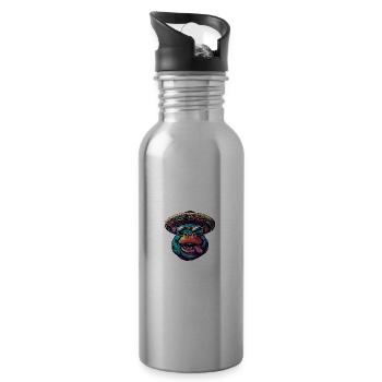 Hippopotamus Funny Sombrero - Water bottle with straw - silver - Right