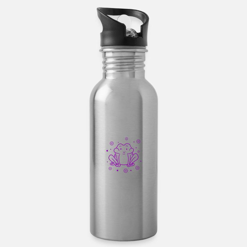 Frosch - Trinkflasche mit integriertem Trinkhalm - Lightsilver