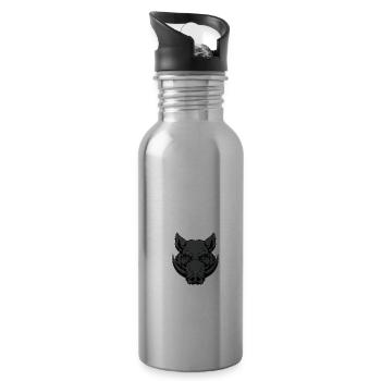 Schwein - Trinkflasche mit integriertem Trinkhalm - Lightsilver - Rechts