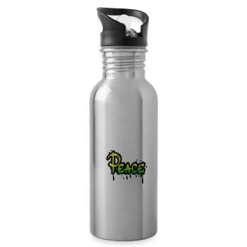 Frieden - Trinkflasche mit integriertem Trinkhalm - Lightsilver - Rechts