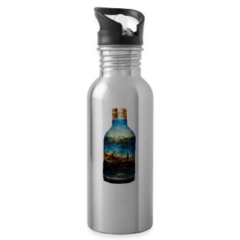 A world in a bottle - Water bottle with straw - silver - Right