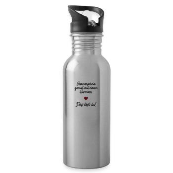 Sonnenschein gemixt mit Hurrican. Das bist du! - Trinkflasche mit integriertem Trinkhalm - Lightsilver - Rechts