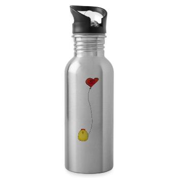 Niedliches Huhn in der Liebe-Geschenk-Idee - Trinkflasche mit integriertem Trinkhalm - Lightsilver - Rechts