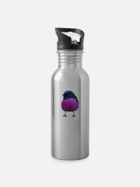 Sweet Bird/ Bird - Water bottle with straw - silver