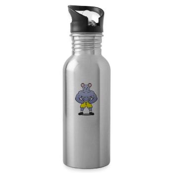 Muscular mouse - Water bottle with straw - silver - Right