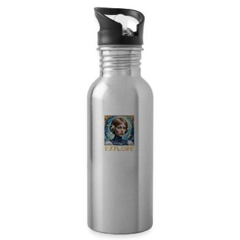 Explore and conquer - Water bottle with straw - silver - Right
