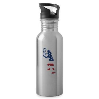 Sport Us Flag Racquetball - Water bottle with straw - silver - Right