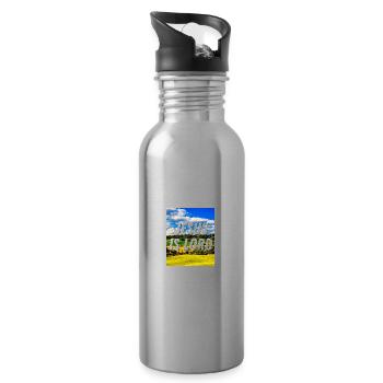 Jesus Is Lord - Christian Quote - Water bottle with straw - silver - Right
