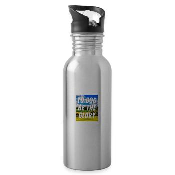 Gott sei die Ehre - Christliches Zitat - Trinkflasche mit integriertem Trinkhalm - Lightsilver - Rechts