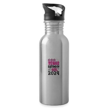 Vegas Birthday Girl 2024 - Water bottle with straw - silver - Right