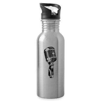 Mikrofon Symbol Musiker - Trinkflasche mit integriertem Trinkhalm - Lightsilver - Rechts