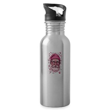 Merry Pinkmas Pink Christmas Xmas merry christmas - Water bottle with straw - silver - Right