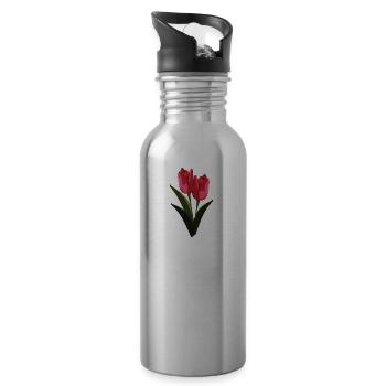 tulipes - Gourde avec paille intégrée - argent clair - Droite