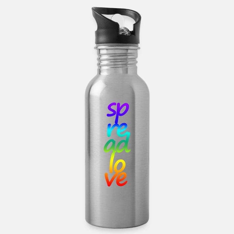 spreadlove - Design -Farben der Chakren- Geschenk - Trinkflasche mit integriertem Trinkhalm - Lightsilver