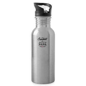 superheld papa - Trinkflasche mit integriertem Trinkhalm - Lightsilver - Rechts