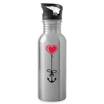 anker herz matrose kapitaen seemann schiff boot me - Trinkflasche mit integriertem Trinkhalm - Lightsilver - Rechts
