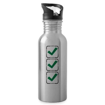 3 hook buttons - Water bottle with straw - silver - Right