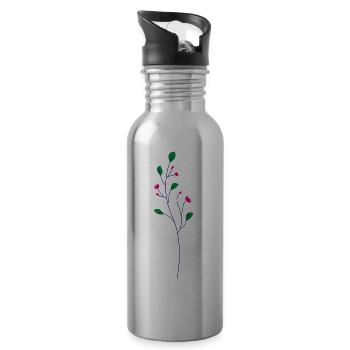 Flower Flower Plant - Gourde avec paille intégrée - argent clair - Droite