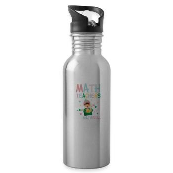 Mathe Lehrer sind magisch | Mathematik Geschenke - Trinkflasche mit integriertem Trinkhalm - Lightsilver - Rechts