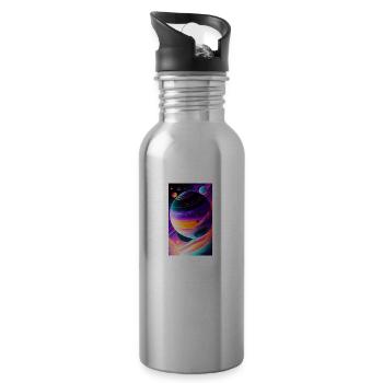 Sonnensystem | Planeten | Weltall | Stern - Trinkflasche mit integriertem Trinkhalm - Lightsilver - Rechts