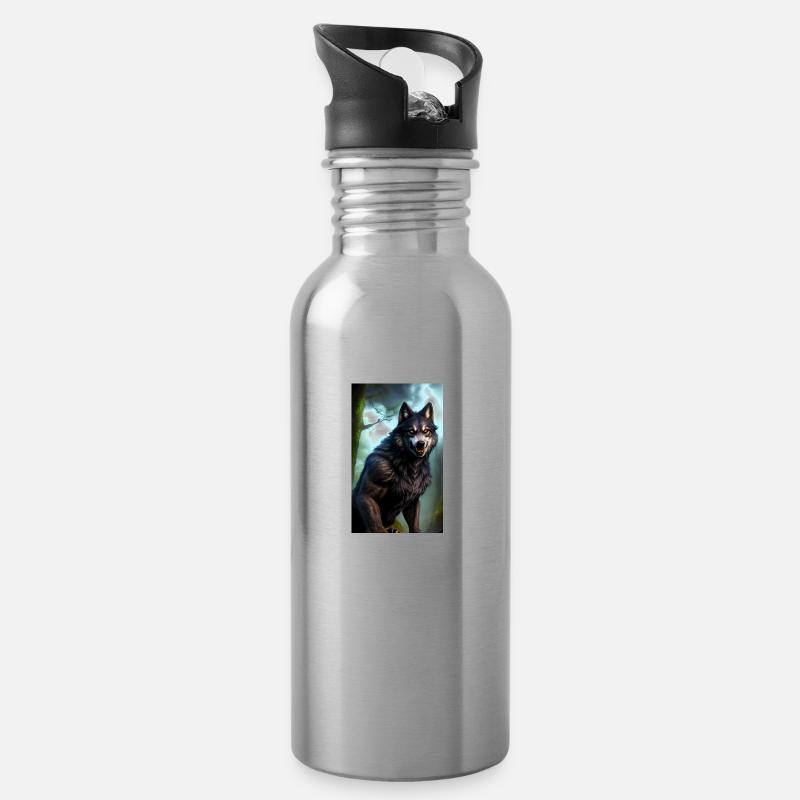 Werwolf | Wolf | Fabelwesen | Monster | Mystisch - Trinkflasche mit integriertem Trinkhalm - Lightsilver