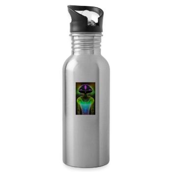 Alien | UFO | Spaceship | UAP | alien - Water bottle with straw - silver - Right