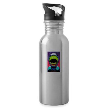 Alien | UFO | Spaceship | UAP | alien - Water bottle with straw - silver - Right