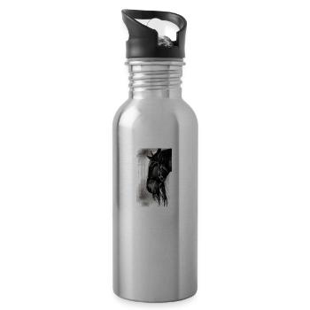 Cheval | Équitation | Animal | Monture | Coloré - Gourde avec paille intégrée - argent clair - Droite