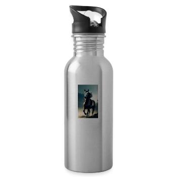 Pferd | reiten | Tier | Reittier | Bunt - Trinkflasche mit integriertem Trinkhalm - Lightsilver - Rechts