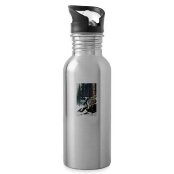 Wolf | Predator | Dog | Mystical - Water bottle with straw - silver - Right