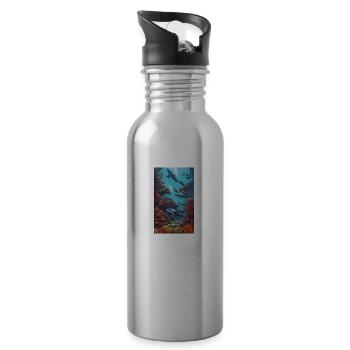 Shark | Great White Shark | Sea creature | Fish - Water bottle with straw - silver - Right