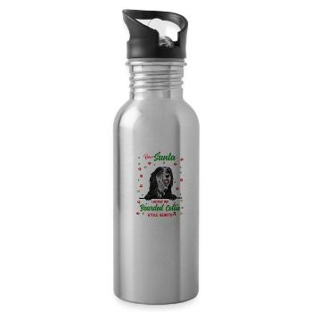 Bearded Collie Hund Weihnachten Hunderasse - Trinkflasche mit integriertem Trinkhalm - Lightsilver - Rechts