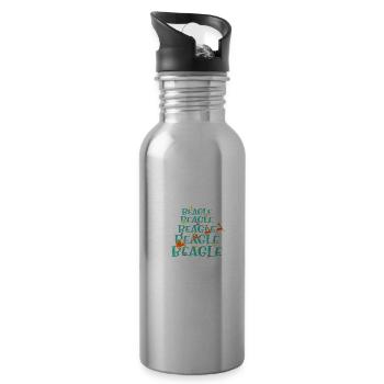 Beagle Hund Weihnachten Hunderasse - Trinkflasche mit integriertem Trinkhalm - Lightsilver - Rechts