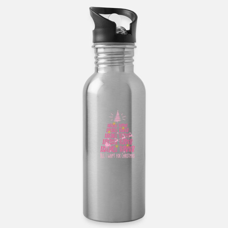 Airedale Terrier Hund Weihnachten Hunderasse - Trinkflasche mit integriertem Trinkhalm - Lightsilver