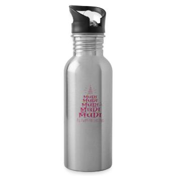 Mudi Hund Weihnachten Hunderasse - Trinkflasche mit integriertem Trinkhalm - Lightsilver - Rechts