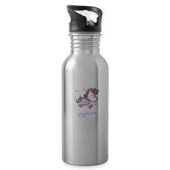 Einhorn Pyjama Weihnachten Schlafen - Trinkflasche mit integriertem Trinkhalm - Lightsilver - Rechts
