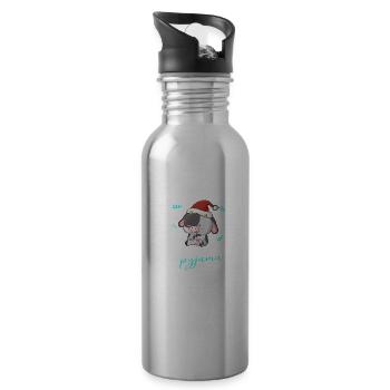 Kuh Pyjama Weihnachten Schlafen - Trinkflasche mit integriertem Trinkhalm - Lightsilver - Rechts