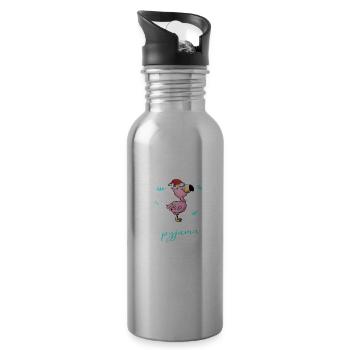 Flamingo Pyjama Weihnachten Schlafen - Trinkflasche mit integriertem Trinkhalm - Lightsilver - Rechts