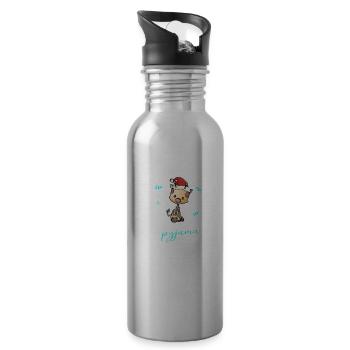 Giraffe Pyjama Weihnachten Schlafen - Trinkflasche mit integriertem Trinkhalm - Lightsilver - Rechts