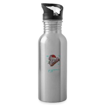 Koala Pyjama Weihnachten Schlafen - Trinkflasche mit integriertem Trinkhalm - Lightsilver - Rechts