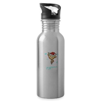 Affe Pyjama Weihnachten Schlafen - Trinkflasche mit integriertem Trinkhalm - Lightsilver - Rechts