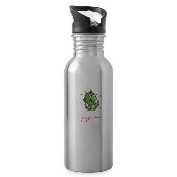 Dinosaurier Trex Pyjama Weihnachten Schlafen - Trinkflasche mit integriertem Trinkhalm - Lightsilver - Rechts